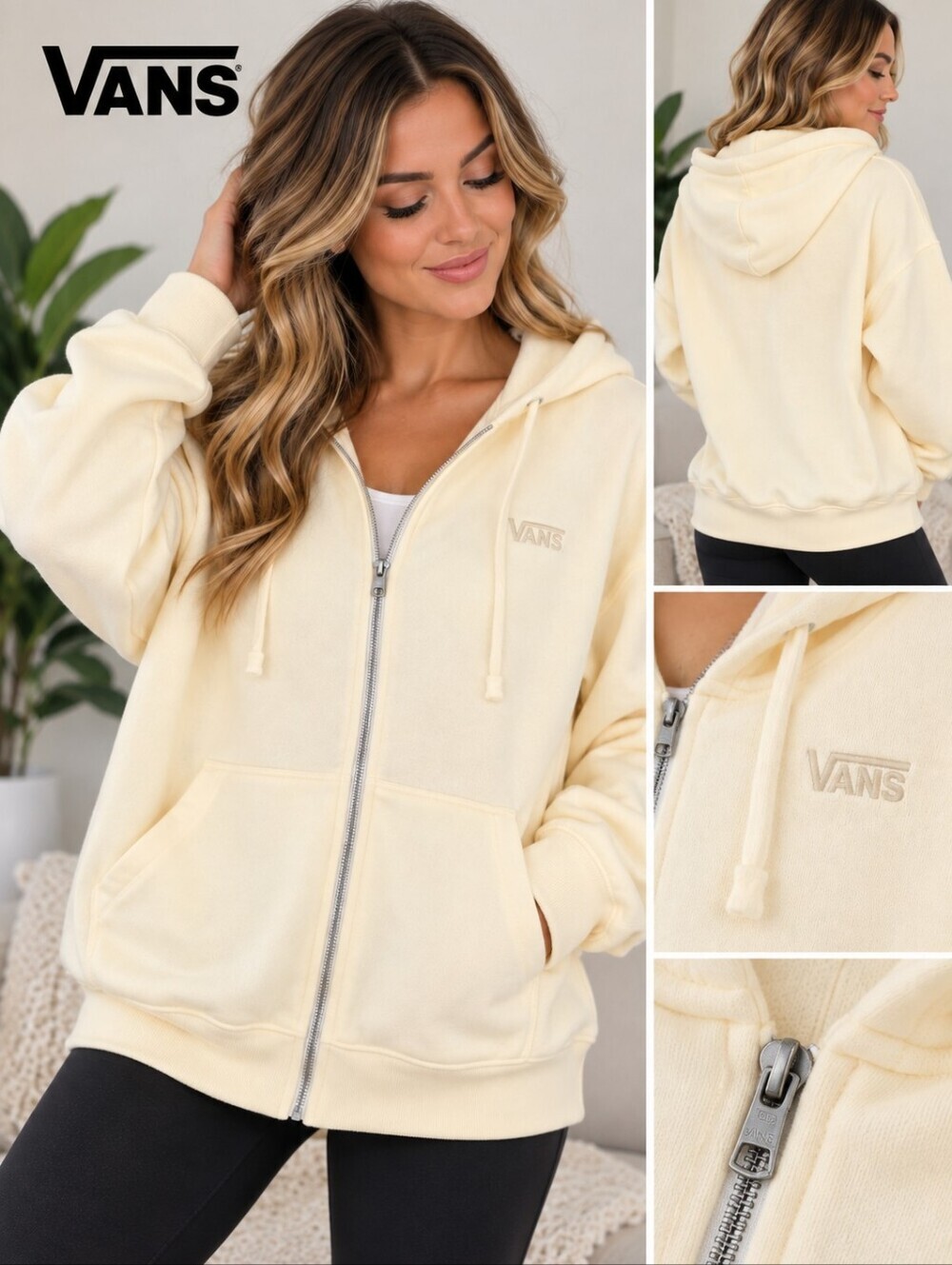 Vans Yellow Oversized Zip-Up Hoodie